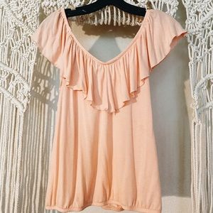 Peach ruffle sleeveless top S/M